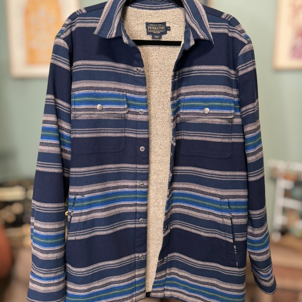 Pendleton Blue Striped Shirt Jacket - image 2